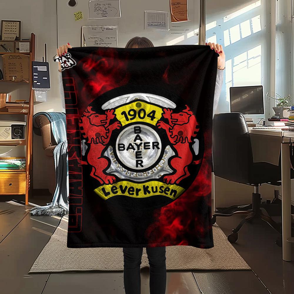 Bayer 04 Leverkusen logo Print FlAannel Blanket, High quality Comfortable for All Seasons, Home Decor, Warmth and Comfort