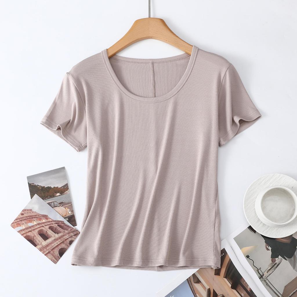 2026 Women’s Slim Fit Lightweight Round Neck Tencel Short Sleeve Ice Silk Top
