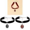 Goth Black Rose Pendant Necklace With Geometric Alloy Chain For Womens Fashion Accessories