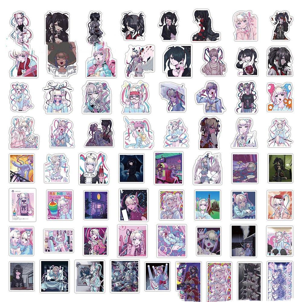 65Pcs Cartoon Kangel Stickers Anime Needy Girl Overdose DIY Stickers Scrapbooking Phone Luggage Skateboard Waterproof Decals