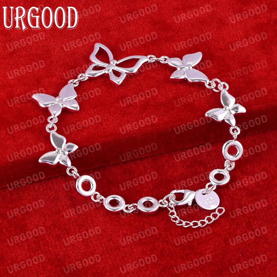 Bransoletka z pięcioma łańcuszkami motyli ze srebra próby 925, modna biżuteria ślubna