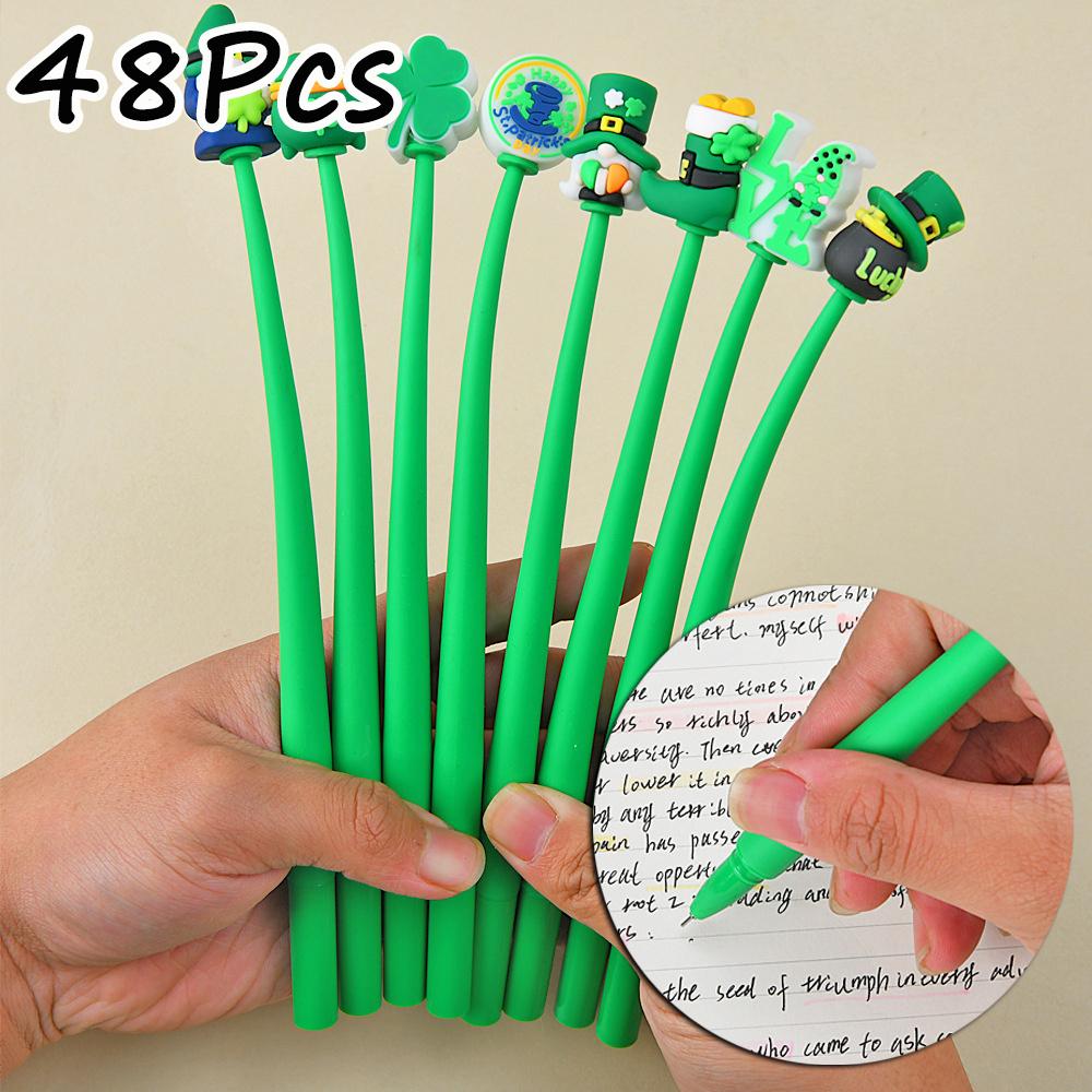 48Pcs St Patrick's Day Comfortable Grip Stationery School Office Supplies Prize Gift Writing Tools Holiday Gift Novelty Stationery Teacher Party Fa