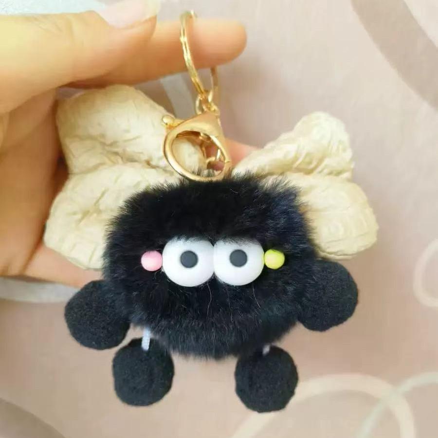 Милый Плюшевый Брелок-Подвеска с Бантом из Меха Кролика Рекс With Lobster Clasp Bow [Bare]