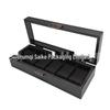 Vintage Wooden 6-Slot Watch Storage Display Box In Black Walnut