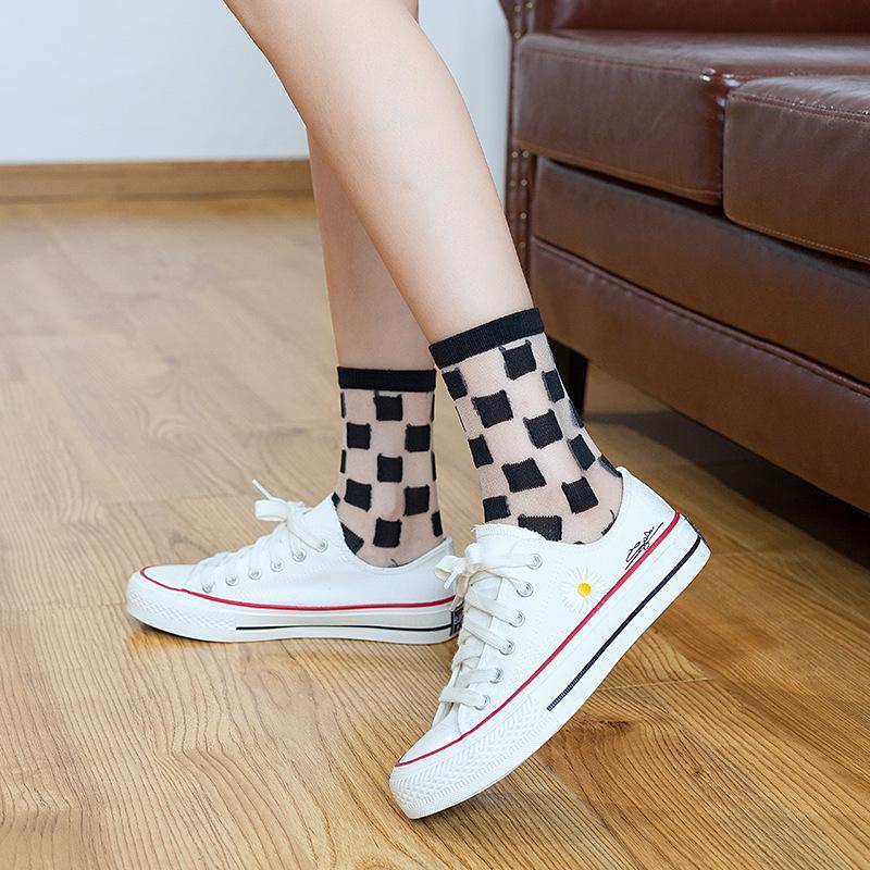 Women's Spring & Summer Sheer Crystal Ankle Socks - Japanese Style Boat Socks