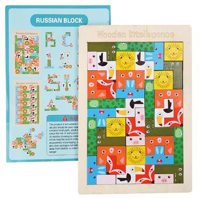 Tetris Pussel, Byggklossar, Montessori Pedagogisk Leksak, Träpussel, 3D Pussel, Hjärnträning, Minnesträning, Rumslig Perception, Cre