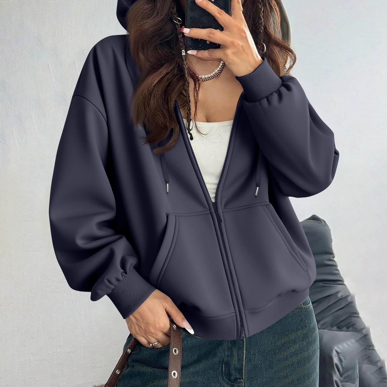 

Women s Off Shoulder Zipper Hoodie Sweatshirt Fashion Clothing Casual Jacket M тёмно-синий