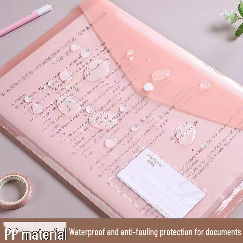 Transparent Thickened Snap Button Document Bag - Morandi Collection