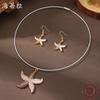 New Enamel Color Starfish Earrings Pendant Set Women's Simple Small Clear Beach Starfish Neck Necklace