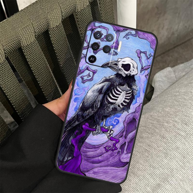 Crow Raven Dark Skull Case For Oppo A58 A18 A38 A78 A98 A17 A77 A80 A40 A60 A16 A76 A96 A74 A94 A54 A15 A57S Cover