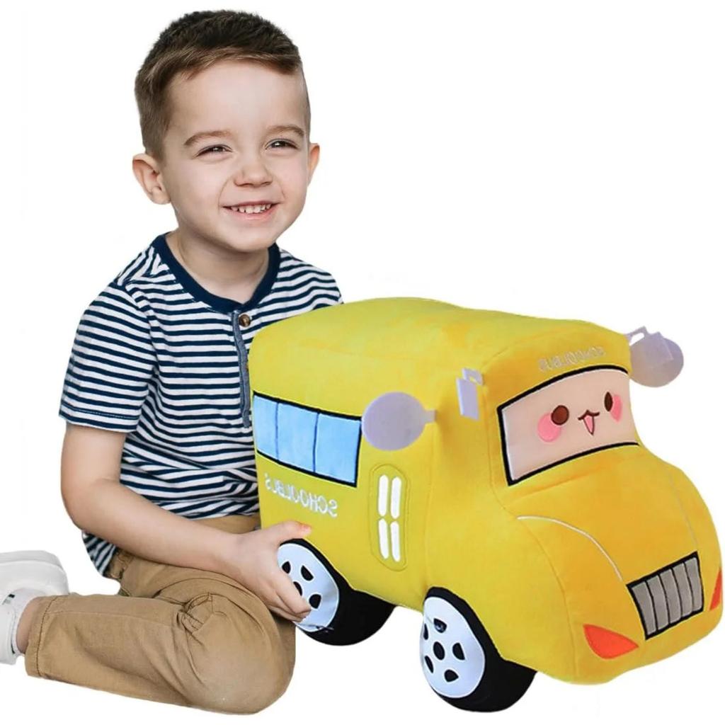 Simulated Yellow School Bus Plush Toys Cute 3D School Bus Stuffed Gifts Cartoon Vehicle Shape Plush Toy Pillows