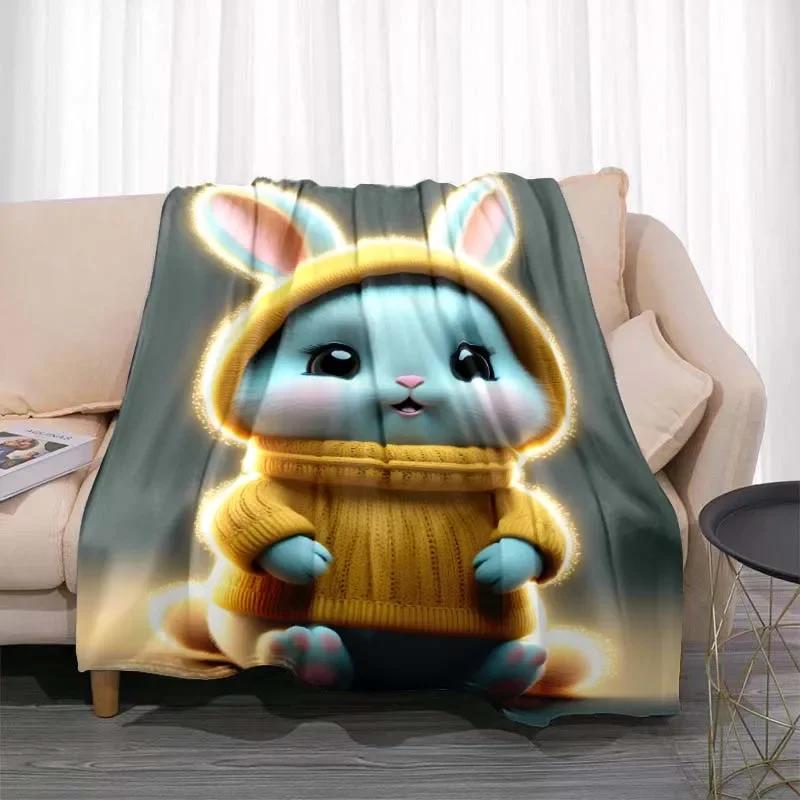 3D Cartoon rabbit pattern printed blanket for living room bedroom home decor children's room bed blanket picnic blankets Luxury