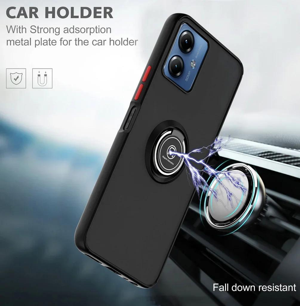 Armor Case For Motorola Moto G35 G55 G85 5G E14 G04S G04 G24 G84 G54 G53 Cover Ring Magnetic Holder Stand Coque Funda Shell Capa