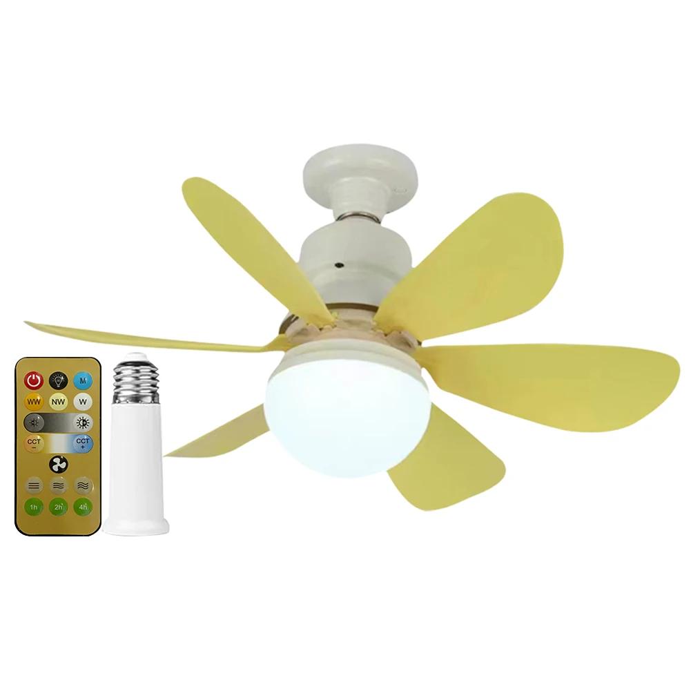 E27 Fassung Ventilator LED Licht E27 Sockel 42cm Innen Deckenventilator Licht Dimmbar Flacher Deckenventilator für Schlafzimmer Wohnzimmer Küche