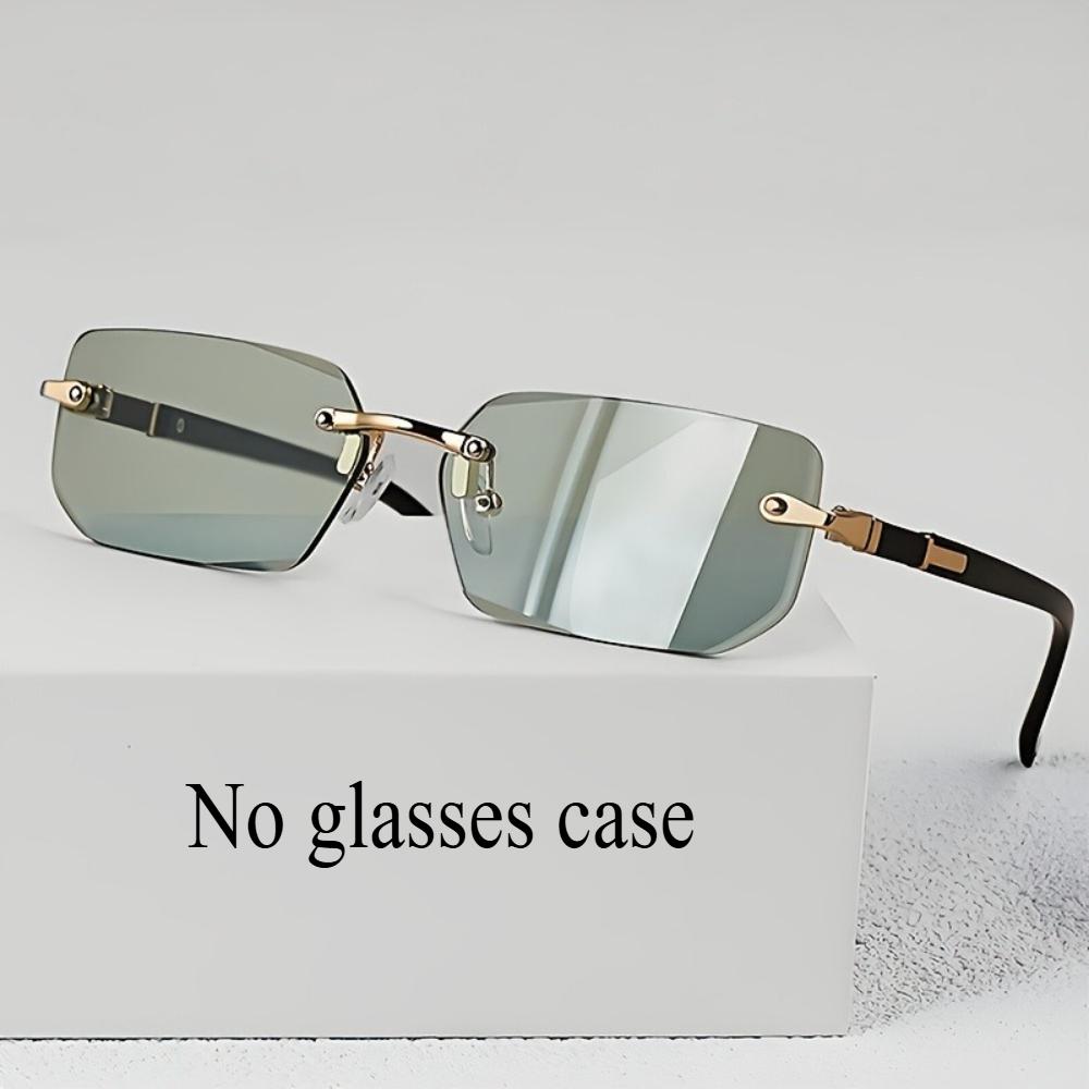 Men'S Y2K Style Square Frameless Fashion Glasses Decorative Lens Design Regular Size for Daily Casual Wear