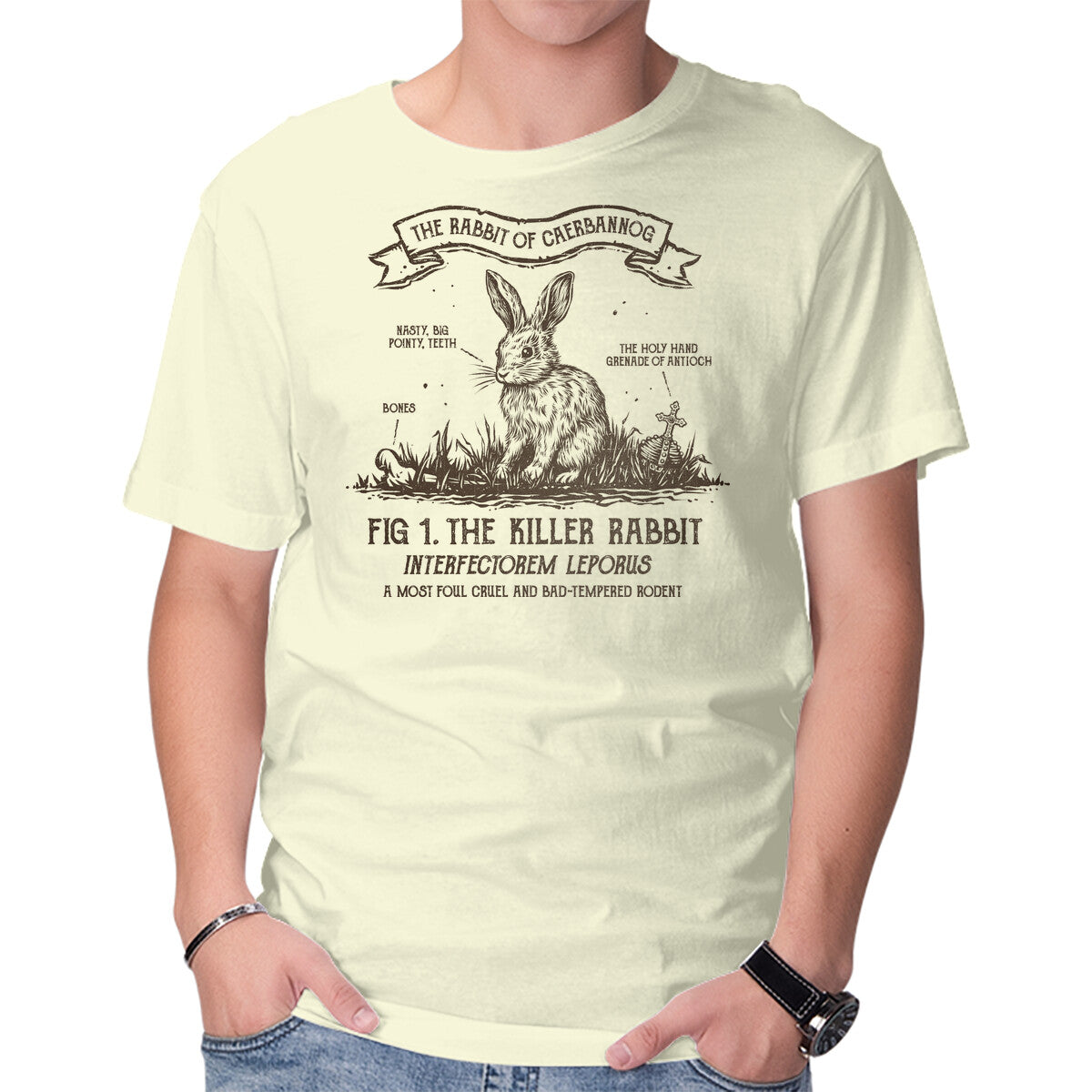Unisex Crew Neck T-Shirt The Rabbit Of Caerbannog Graphic Short Sleeve Casual Tee L