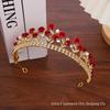 European Red Baroque Crown Headdress: Crystal Wedding Hair Accessories