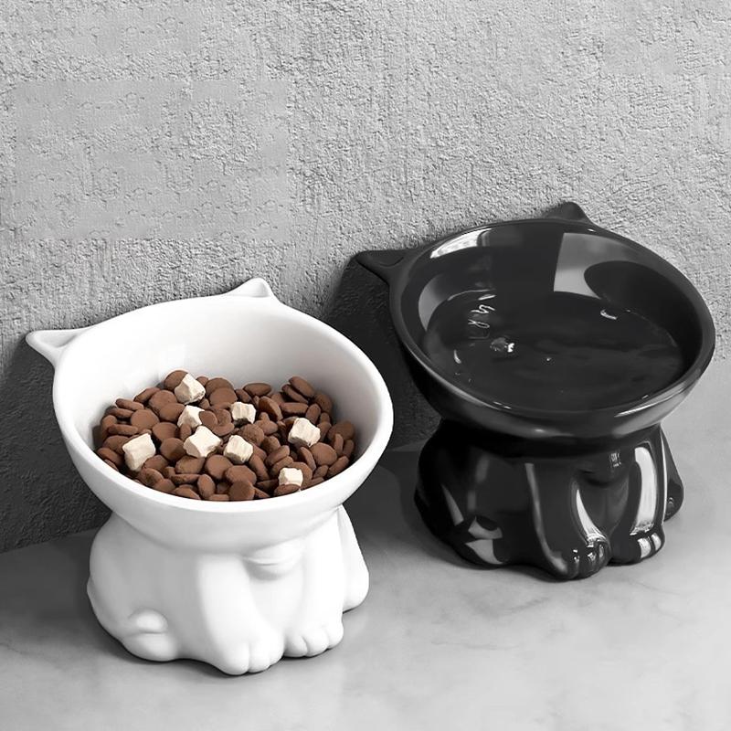 Anti-Tipping Neck-Protecting Pet Cat Food And Water Bowl, Tall-Legged Slanted Bowl, Large Capacity Cat Food Bowl