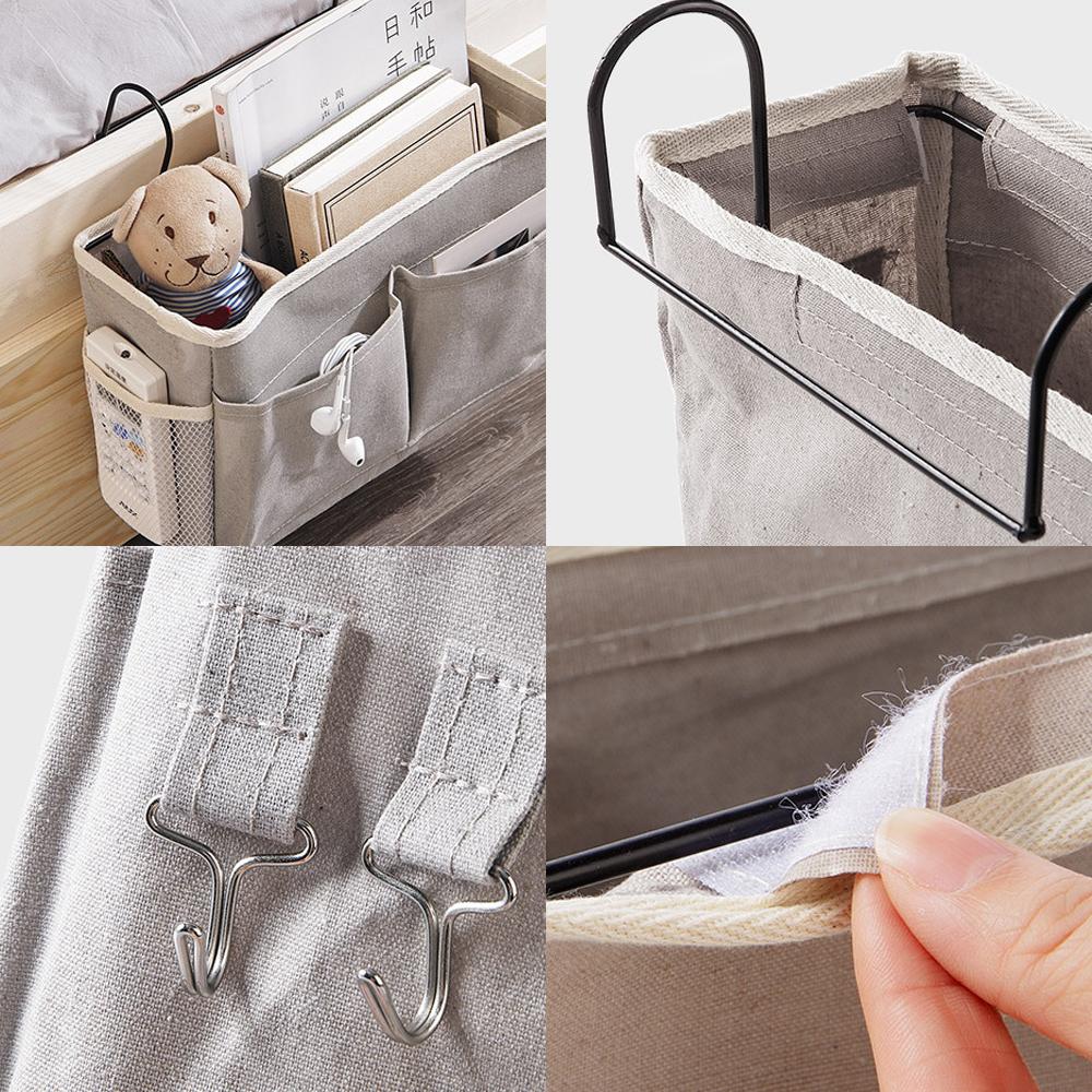 Canvas-Nachttisch-Organizer zum Aufhängen, Schul-Nachttisch-Magazin-Aufbewahrungstasche, Telefonhalter-Tasche, Home-Organizer mit Hakentasche