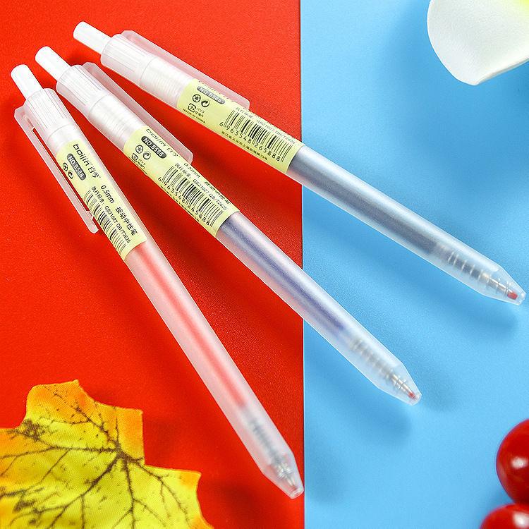 Penna a scatto 0,5 mm Bianco Opaco: Penna a sfera trasparente ed elegante per studenti