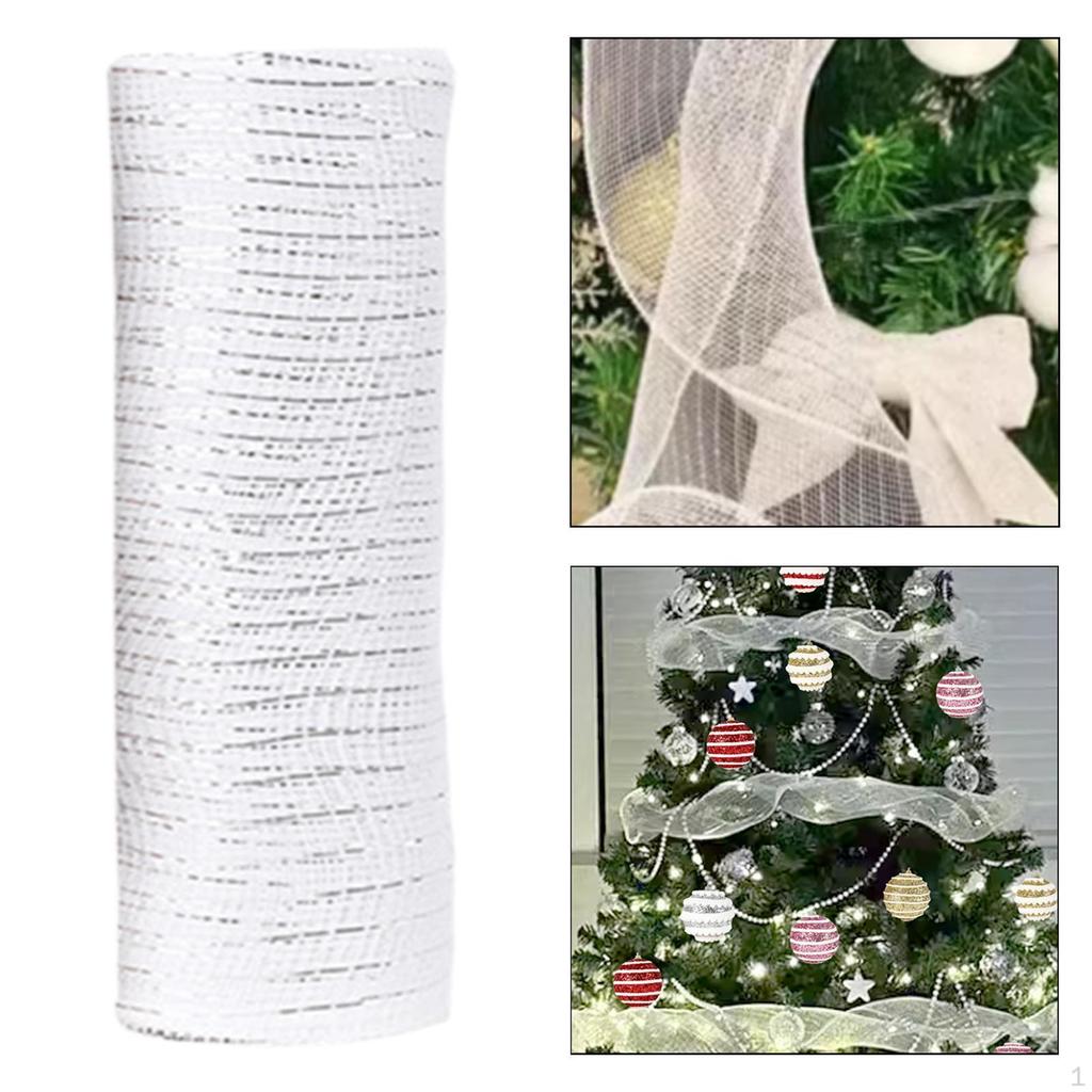 10 Yard Christmas Ribbon Mesh Roll for Crafting And Gift Wrapping