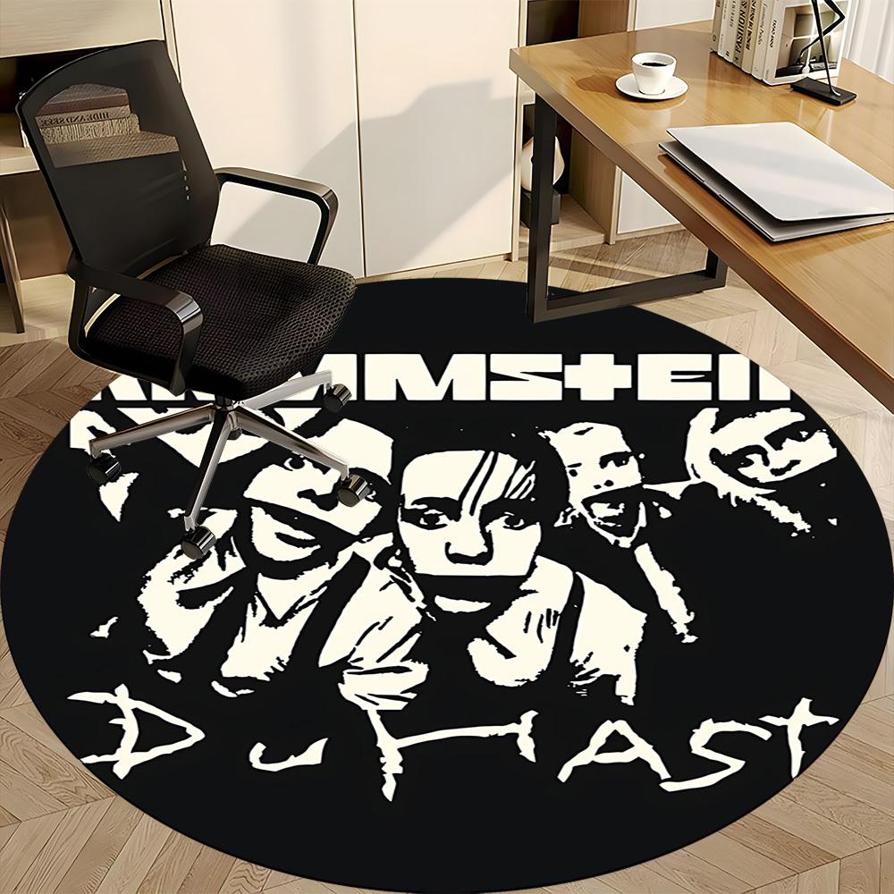 1 Stück Rammstein Musik Büro Runder Teppich, Indoor-Matte Geeignet für Büro, Unter Bürostühlen Schlafzimmer Wohnzimmer Heimdekoration, Raumdeko