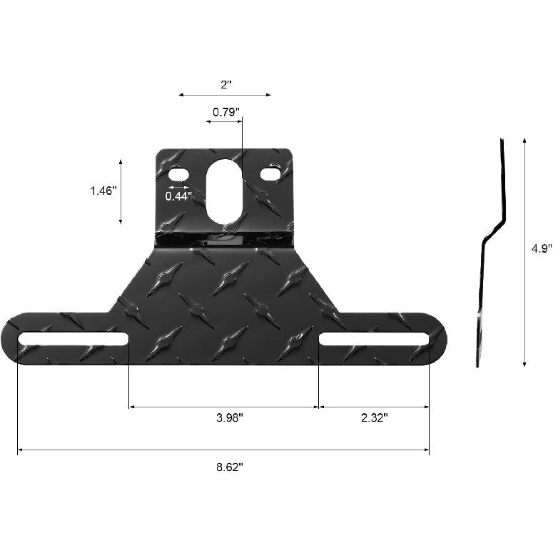 CZC AUTO Aluminum Trailer License Plate Light Bracket With Light Mount Hole For Trailers Trucks (Black)