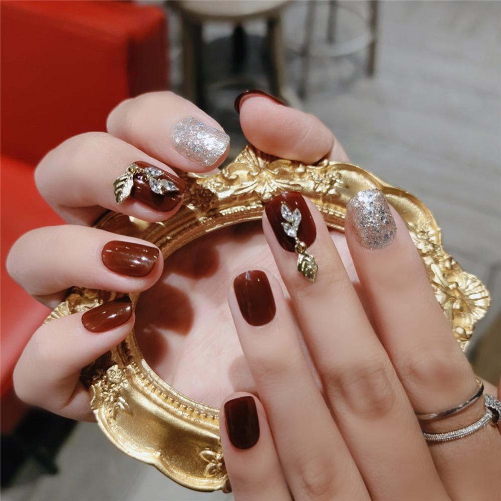 

Square Head French Fake Nails Short Nail Tips Detachable Press on Nails Girl