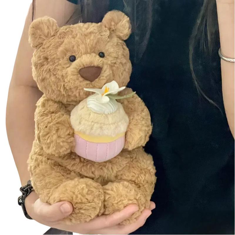Original Jelly 30cm Shy Bonnie Rabbit Holding A Birthday Cake Doll Accompanying Cat Dog Pet Christmas Valentine'S Day Gift
