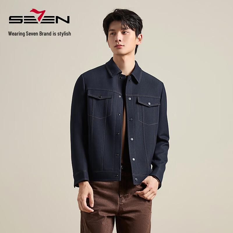 SEVEN Men's Autumn/Winter Denim Texture Workwear Jacket