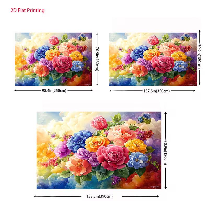 Fondo de Arte Floral 2D Flores Vibrantes Multicolor Fondo para Fotomatón de Fiesta