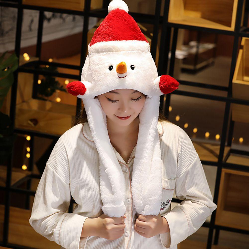 Snowman Santa Claus Female Hat Christmas Airbag Cap Ears Movable Hat Women Winter Cap