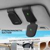 T-carbon Sunglass Holder for Car Sun Visor | Magnetic Leather Glasses Holder,Carbon Fiber Sunglasses Holder and Ticket Card Clip,Car Accessories