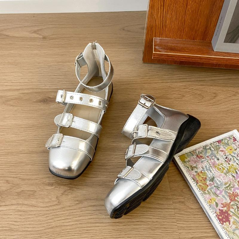 Women Square Toe Flats Shoes Luxury Loafers Brand Party Sandals Designer 2025 Summer New Marie Janes Shoes Casual Sport Sneakers