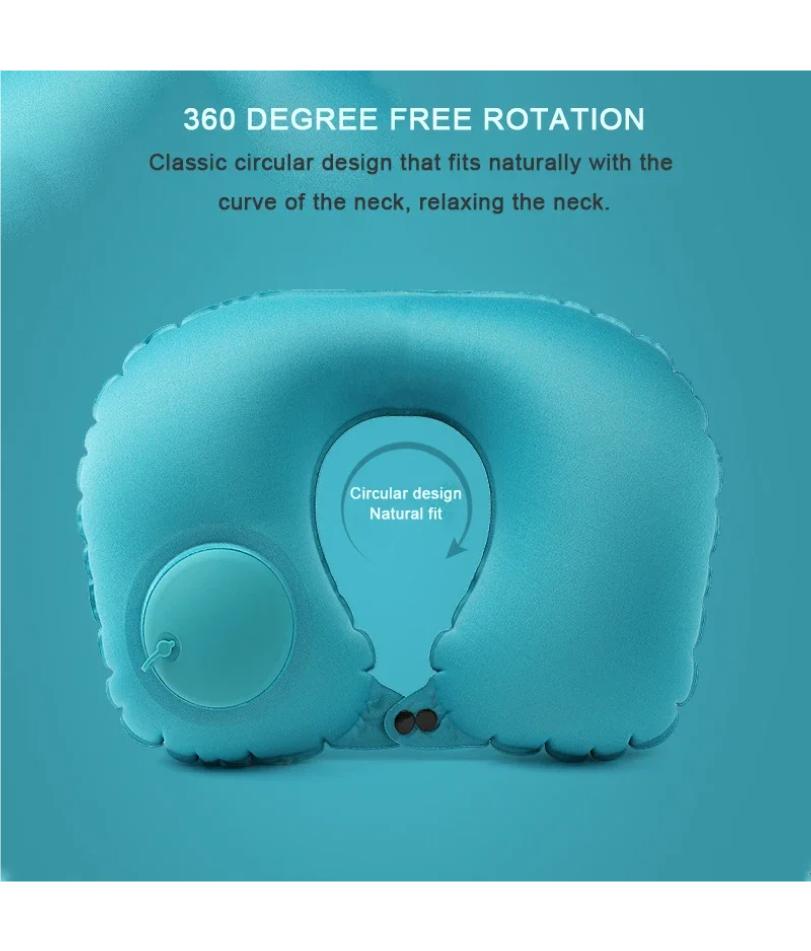 Drücken Sie auf aufblasbares Kissen zur Nackenentspannung Reise U-förmiges Kissen Faltbar und tragbar mit auslaufsicherer Vorrichtung Gewöhnliches U-förmiges