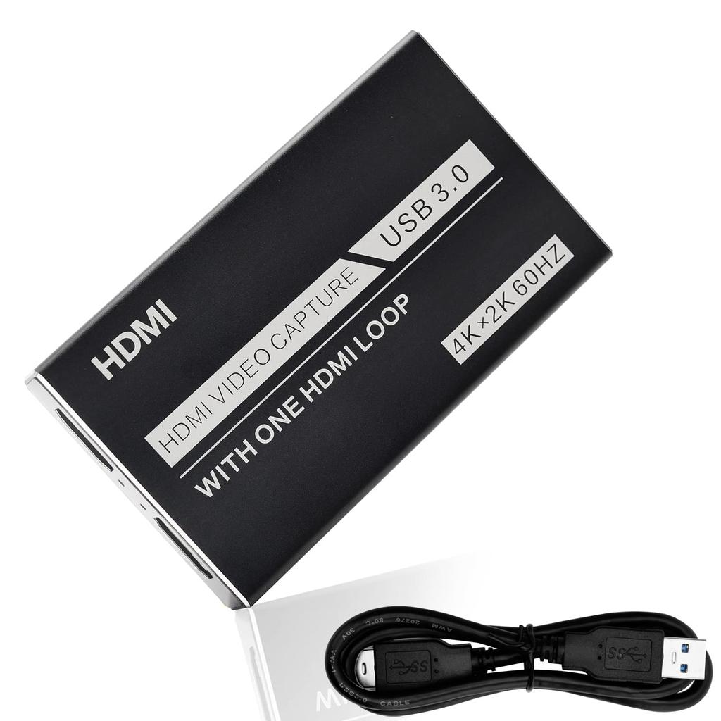 4K HDMI Capture Card, USB 3.0 Video Game Capture, 60fps Passthrough, Full HD Video Capture, Built-in, Suitable for Game Streaming, Meetings, Live