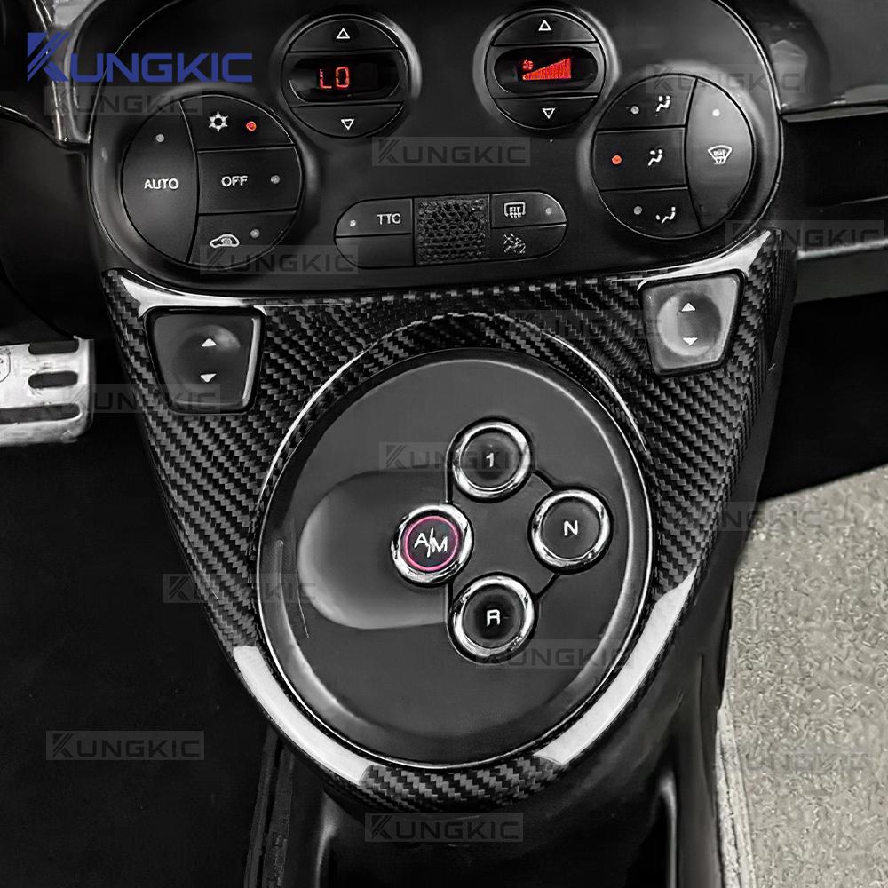 For Abarth 595/695/Fiat 500 C 2012-2015 Fiat 500 2008-2015 Real Hard Dry Carbon Fiber Sticker LHD RHD AT/MT Car Gear Shift Trim
