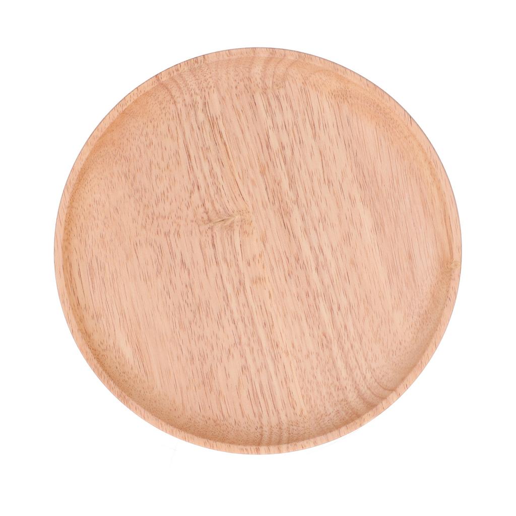 Rubber Wood Dinner Plate Round Tea Serving Tray Fruit Snack Tray Food Storage Plate24cm