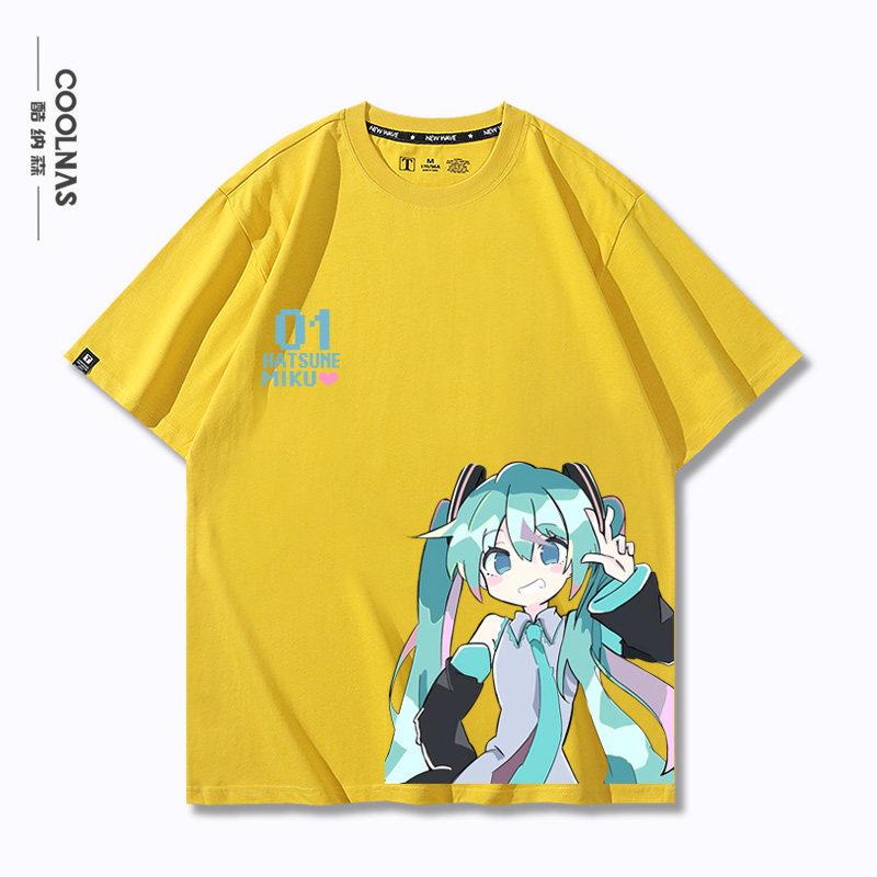Hatsune Miku Miku Animation Anime Cartoon Around Pure Cotton Printed TShirt New Unisexs and Unisexs Loose Casual TShirt