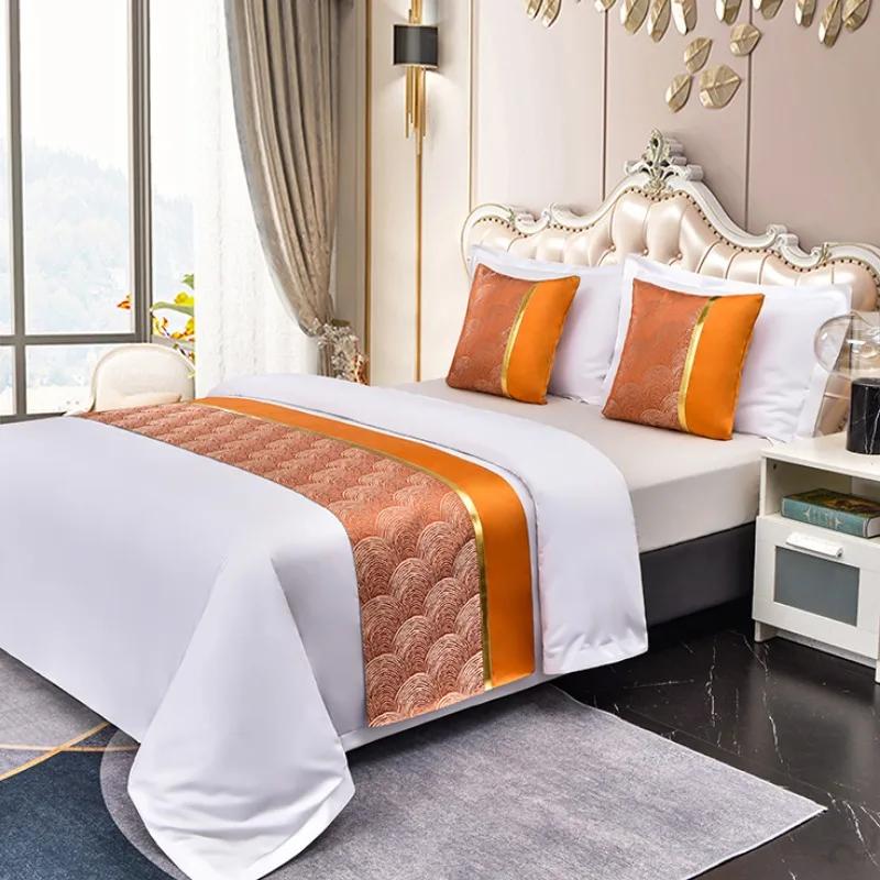 Chinese Style Fashion High Quality Bed Flag Hotel Cupboard Table Runner Decor for Home Parlor Wedding Room No Pillowcase