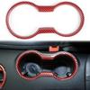 Interior Cup Holder Cover Frame Trim For Ford Mustang 2015+ Red Carbon Fiber