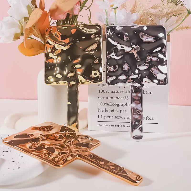 Przenośne Ręczne Biurkowe Lustro z Plastikową Rączką do Makijażu i Salonu Piękności