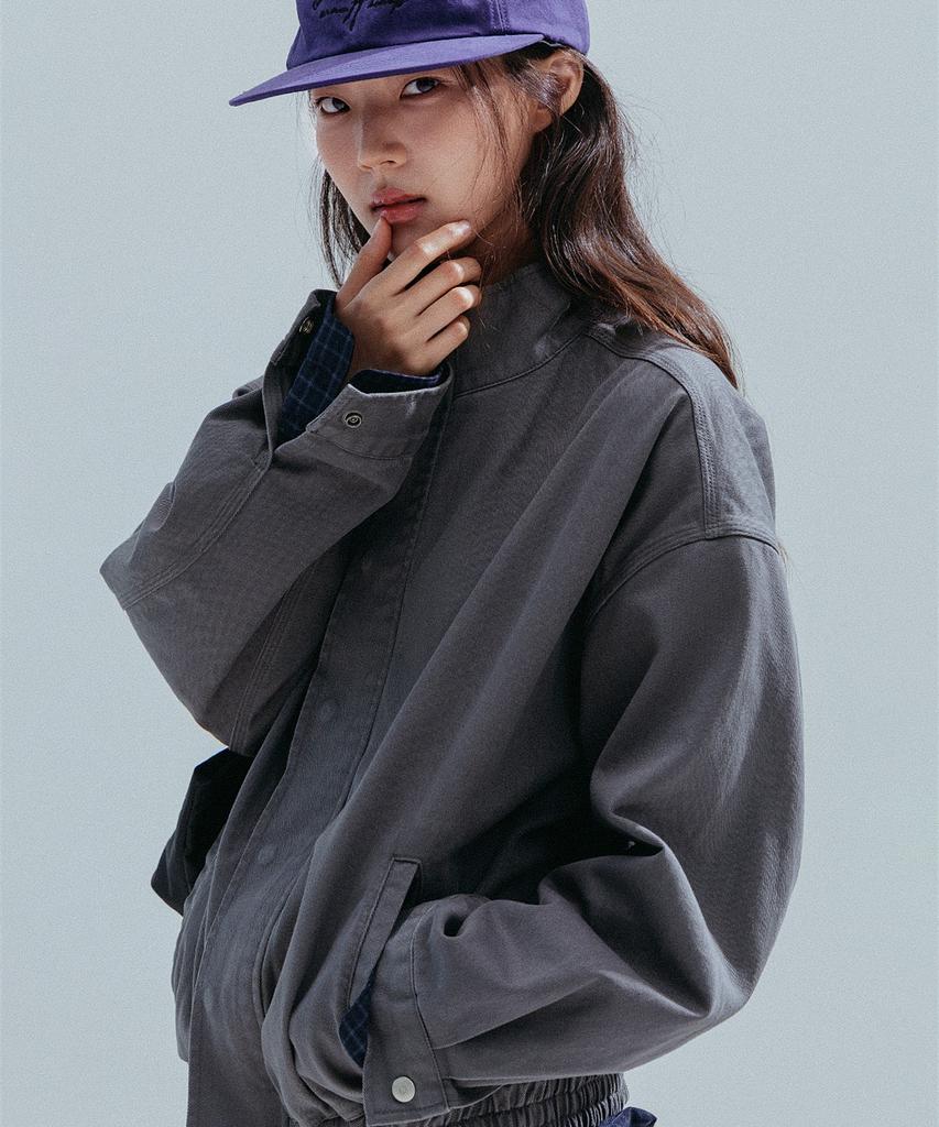 ANNEHEARTS Washed High Neck Jacket_Gray