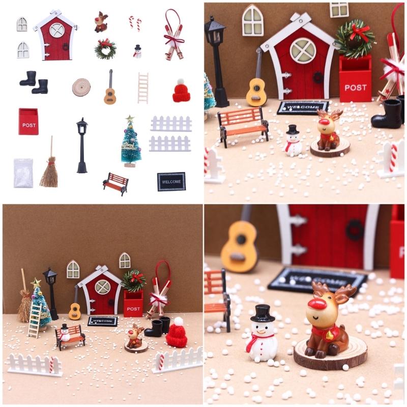 Miniature Glowing House Christmas Decoration Set With Removable Parts for Holiday Displays