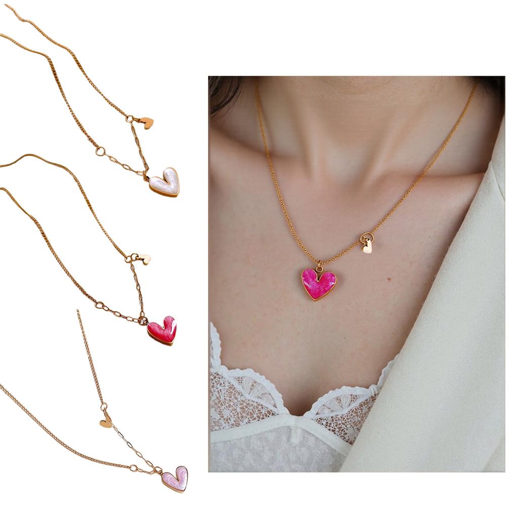 Small Heart Pendant Necklace Date Jewelry Stainless Steel Texture Suitable for Music Festivals and Fashion Shows