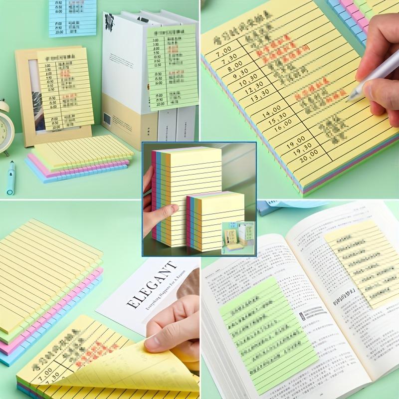 100/200 Pages of Horizontal Line Sticky Notes Colorful Posted It Note Pad Planner Sticker Notepad Memo Pad School Office Supply