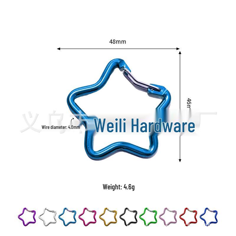 Colorful Aluminum Pentagon Carabiner Hook for Bags, Jewelry & Clothing Accessories with Star Quick-Release Buckle
