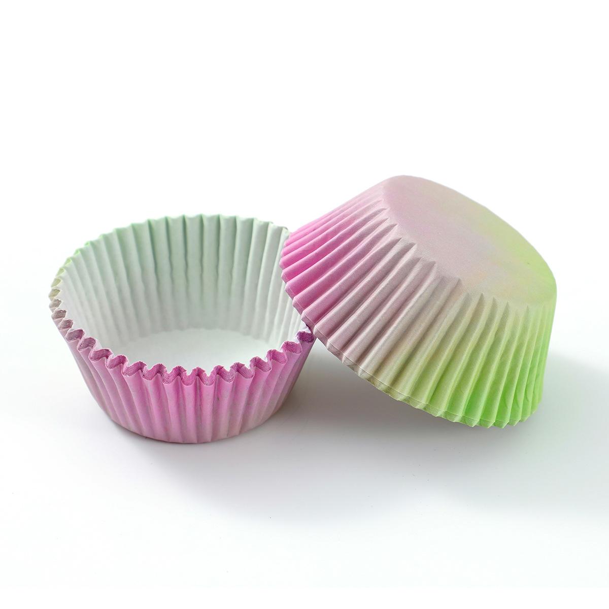 Rainbow Gradient Cupcake Liners Greaseproof Paper Baking Cups Muffin Cake Wrappers Moulds 100pcs