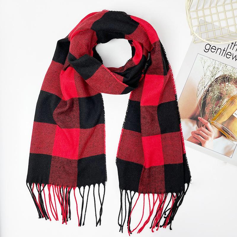 British Style Plaid Scarf Versatile Imitation Cashmere Scarf Shawl Advanced Sense Student Men'S And Women'S Scarf