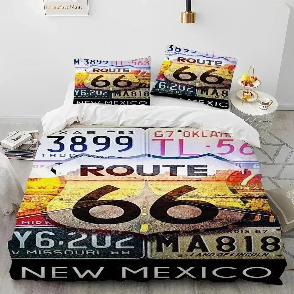Historic Route 66,Mother Road,mãe Estrada Bedding Set Printed With Pillowcase Duvet Cover Soft Queen King Size Bedclothes Home